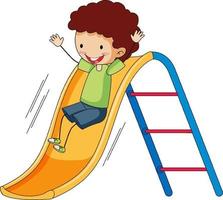 A boy playing on slide on white background vector