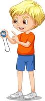 A coach boy cartoon character holding a timer vector