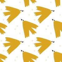 Vector kids seamless background pattern with scandinavian bird for baby shower, textile design. Simple texture for nordic wallpaper, fills, web page background.