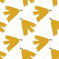 Vector kids seamless background pattern with scandinavian bird for baby shower, textile design. Simple texture for nordic wallpaper, fills, web page background.