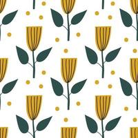 Scandinavian spring flower. Vector kids seamless background pattern for baby shower, textile design. Simple texture for nordic wallpaper, fills, web page background.