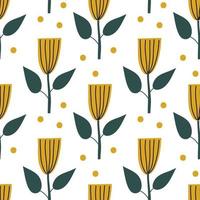 Scandinavian spring flower. Vector kids seamless background pattern for baby shower, textile design. Simple texture for nordic wallpaper, fills, web page background.