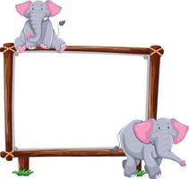 Empty banner with two elephants on white background vector