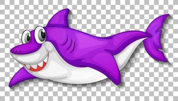 Smiling cute shark cartoon character isolated vector