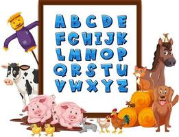 A-Z Alphabet board with farm animals vector