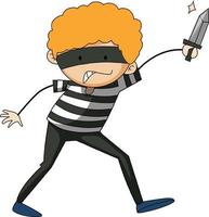A thief doodle cartoon character isolated
