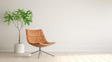 Interior de una moderna sala de estar con una silla en 3D rendering foto
