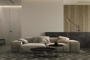 interior minimalista de una moderna sala de estar en la ilustración 3d foto