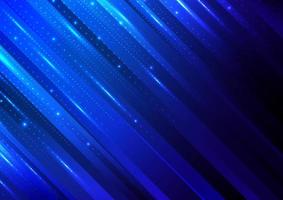 Abstract technology digital futuristic different neon glowing dots particles with lighting on blue stripes background vector