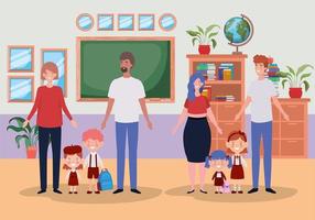 Cute families in the classroom vector