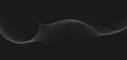 Abstract background with dynamic waves, line and flowing particles on black background vector