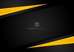 Abstract template yellow geometric triangles contrast black background. vector