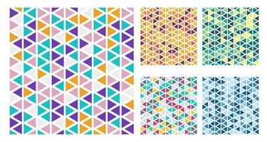 Set of bright color triangles simple pattern on white background vector