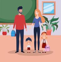 Cute family in the classroom vector