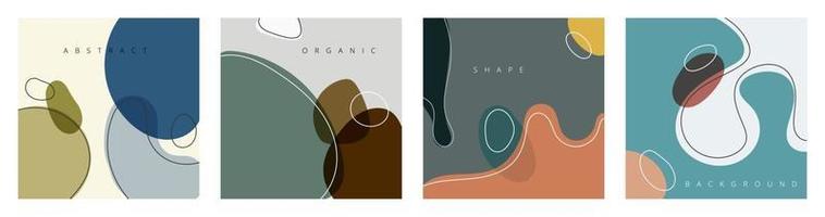 Set of abstract hand drawn creative design backgrounds organic shapes with lines in minimal trendy style. vector