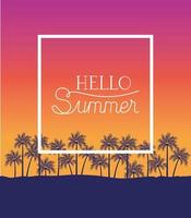 Hello summer and vacation frame design vector