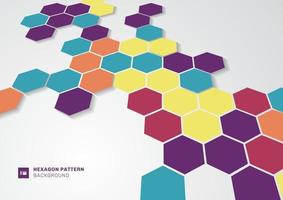 Abstract colorful hexagons shape minimal pattern perspective on white background. vector