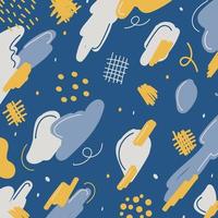 Abstract background hand drawn different brush pattern blue, white and yellow. vector