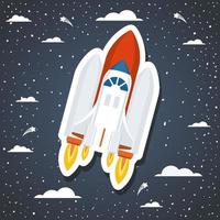 Rocket over background with clouds design vector illustration