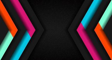 Abstract vibrant color triangle geometric overlap layer on glowing particles dots black background technology concept. vector