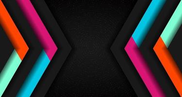 Abstract vibrant color triangle geometric overlap layer on glowing particles dots black background technology concept. vector