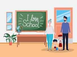 Cute family in the classroom vector