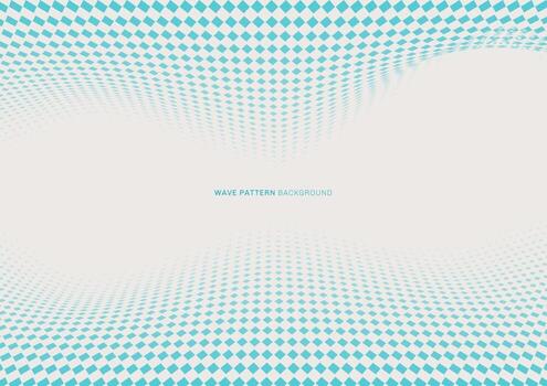 Abstract dynamic wave blue square halftone on white background with space for your text vector