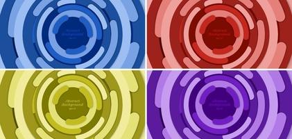 Set of banner web template abstract background blue, red, yellow, purple circle border overlapping layered with shadow vector