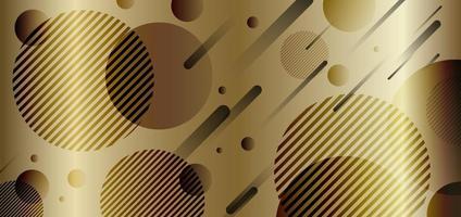 Abstract gold and black geometric dynamic circles golden gradient shape background. vector