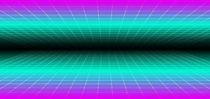 Abstract 90s retro style technology futuristic concept grid perspective on black background vector