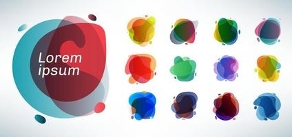 Set of organic layered shape with effect translucent colorful background vector