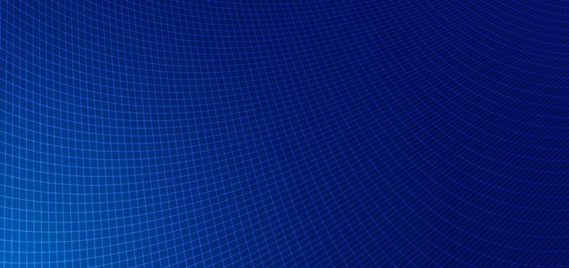 Abstract blue lines grid mesh pattern perspective curved pattern on dark blue background.