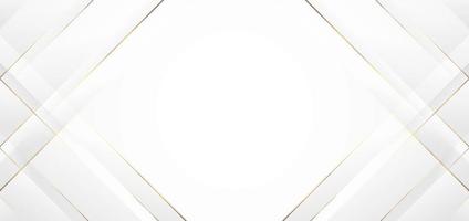 Abstract modern white background paper cut style with golden line vector