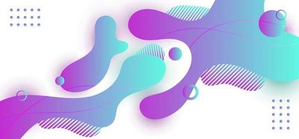 Abstract blue and purple fluid or liquid gradient shape with circles elements isolated on white background vector