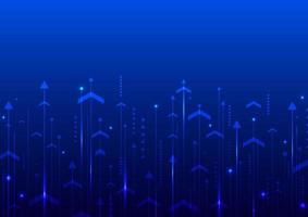 Abstract technology concept arrow and lines with neon lighting on blue background vector