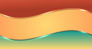 Abstract brown and green gradient wave stripes with glow lighting effect on yellow background vector