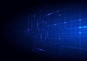 Abstract technology futuristic concept glowing blue lines and lighting perspective on dark background vector
