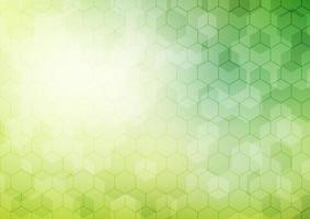 Abstract geometric hexagon pattern on green background with lighting vector