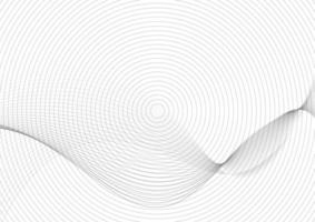 Resumen patrón de círculos de línea de onda gris y negro sobre fondo blanco. vector