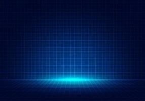 Abstract blue grid perspective design background with lighting. High technology lines landscape connect of future. vector