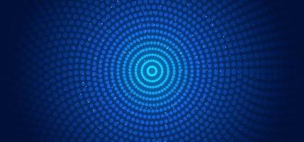 Abstract horizontal banner web template circles pattern connections dots and glowing particles blue background vector