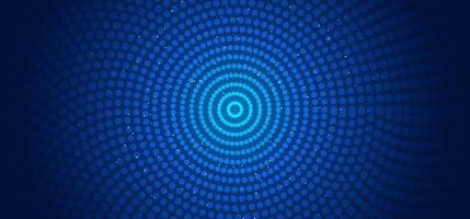 Abstract horizontal banner web template circles pattern connections dots and glowing particles blue background vector