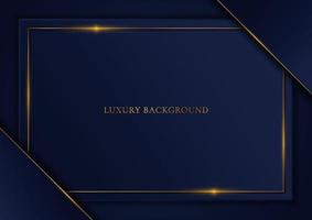 Blue template triangle and gold frame background luxury style vector