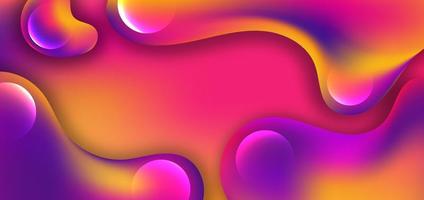 Fondo de forma de gradiente ondulado líquido púrpura, amarillo, rosa y azul abstracto vector