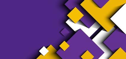 Fondo abstracto 3d púrpura, amarillo, blanco cuadrados geométricos diseño de forma estilo de corte de papel vector