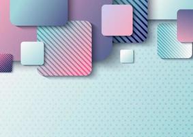 Abstract header design template 3D rounded square overlap with shadow on light blue polka dot background vector