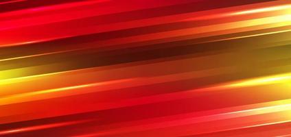 Abstract technology futuristic motion background neon lights effect shiny striped lines red and yellow gradients color. vector