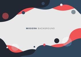 Abstract modern fluid or liquid blue, black and red colors with circles elements flat design on white background vector