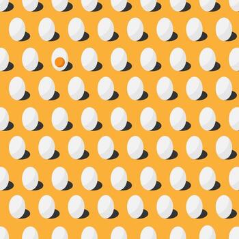 Boiled egg seamless pattern flat design on yellow background. vector