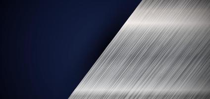 Banner abstracto web elegante diagonal metálico plateado sobre fondo azul oscuro vector